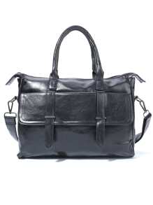 Men Pocket Front Tote Bag - Black - View 1