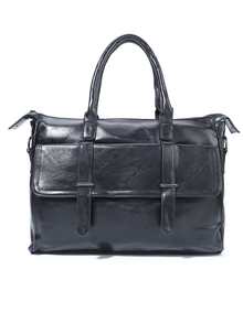 Men Pocket Front Tote Bag - Black - View 5