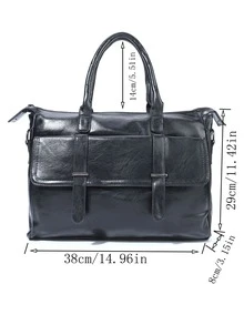 Men Pocket Front Tote Bag - Black - View 6