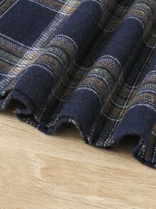 Chicas Camiseta de cuello alto & Vestido overol con estampado de cuadros ribete con fruncido - Multicolor - Ver 5