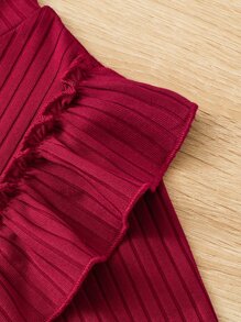 Chicas Camiseta de cuello alto & Vestido overol con estampado de cuadros ribete con fruncido - Multicolor - Ver 7