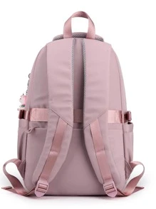 Ba lô nữ nylon nhẹ thời trang mới có nhiều túi & sức chứa lớn cho cặp học sinh và máy tính Túi đeo vai đôi có mặt dây chuyền 1 chiếc Ba lô chống thấm nước sức chứa lớn cho nam, Túi đựng máy tính xách tay nylon thời trang thông thường màu trơn, có dây đeo có thể điều chỉnh, Ba lô đi học, Sức chứa lớn, Di động, Máy tính xách tay Khoang, Dành cho các cô gái tuổi teen Nữ sinh viên đại học, Nam và nam, Đại học, Trường tiểu học, Trung học cơ sở, Trung học phổ thông, Công việc, Kinh doanh, Đi làm, Ngoài trời, Du lịch, Đi chơi - Hồng - Xem 2