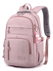 Ba lô nữ nylon nhẹ thời trang mới có nhiều túi & sức chứa lớn cho cặp học sinh và máy tính Túi đeo vai đôi có mặt dây chuyền 1 chiếc Ba lô chống thấm nước sức chứa lớn cho nam, Túi đựng máy tính xách tay nylon thời trang thông thường màu trơn, có dây đeo có thể điều chỉnh, Ba lô đi học, Sức chứa lớn, Di động, Máy tính xách tay Khoang, Dành cho các cô gái tuổi teen Nữ sinh viên đại học, Nam và nam, Đại học, Trường tiểu học, Trung học cơ sở, Trung học phổ thông, Công việc, Kinh doanh, Đi làm, Ngoài trời, Du lịch, Đi chơi - Hồng - Xem 3