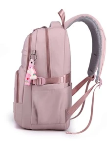 Ba lô nữ nylon nhẹ thời trang mới có nhiều túi & sức chứa lớn cho cặp học sinh và máy tính Túi đeo vai đôi có mặt dây chuyền 1 chiếc Ba lô chống thấm nước sức chứa lớn cho nam, Túi đựng máy tính xách tay nylon thời trang thông thường màu trơn, có dây đeo có thể điều chỉnh, Ba lô đi học, Sức chứa lớn, Di động, Máy tính xách tay Khoang, Dành cho các cô gái tuổi teen Nữ sinh viên đại học, Nam và nam, Đại học, Trường tiểu học, Trung học cơ sở, Trung học phổ thông, Công việc, Kinh doanh, Đi làm, Ngoài trời, Du lịch, Đi chơi - Hồng - Xem 4