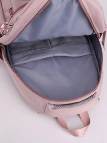 Ba lô nữ nylon nhẹ thời trang mới có nhiều túi & sức chứa lớn cho cặp học sinh và máy tính Túi đeo vai đôi có mặt dây chuyền 1 chiếc Ba lô chống thấm nước sức chứa lớn cho nam, Túi đựng máy tính xách tay nylon thời trang thông thường màu trơn, có dây đeo có thể điều chỉnh, Ba lô đi học, Sức chứa lớn, Di động, Máy tính xách tay Khoang, Dành cho các cô gái tuổi teen Nữ sinh viên đại học, Nam và nam, Đại học, Trường tiểu học, Trung học cơ sở, Trung học phổ thông, Công việc, Kinh doanh, Đi làm, Ngoài trời, Du lịch, Đi chơi - Hồng - Xem 6