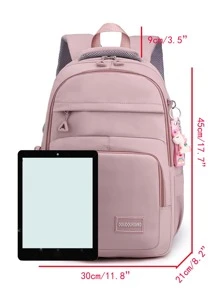 Ba lô nữ nylon nhẹ thời trang mới có nhiều túi & sức chứa lớn cho cặp học sinh và máy tính Túi đeo vai đôi có mặt dây chuyền 1 chiếc Ba lô chống thấm nước sức chứa lớn cho nam, Túi đựng máy tính xách tay nylon thời trang thông thường màu trơn, có dây đeo có thể điều chỉnh, Ba lô đi học, Sức chứa lớn, Di động, Máy tính xách tay Khoang, Dành cho các cô gái tuổi teen Nữ sinh viên đại học, Nam và nam, Đại học, Trường tiểu học, Trung học cơ sở, Trung học phổ thông, Công việc, Kinh doanh, Đi làm, Ngoài trời, Du lịch, Đi chơi - Hồng - Xem 7