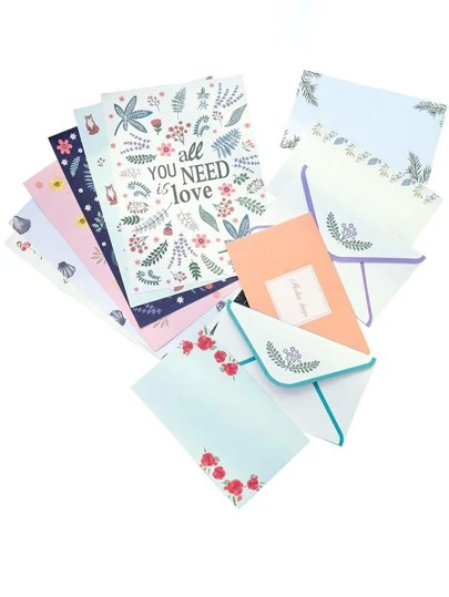 6 Piezas De Papel Decorativo Para Carta Con Diseño Floral Al Azar
