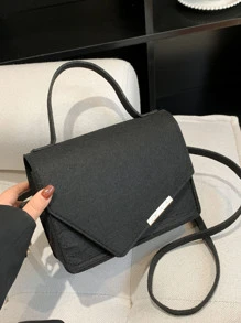 Geanta Patrata Metal Decor - Negru - Vizualizare 5