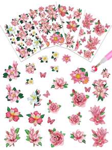 Floral Print DIY Diamond Painting Without Frame - Multicolor - View 1