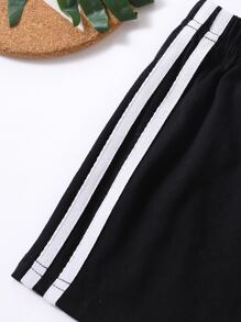 Toddler Boys Side Striped Track Shorts - Black - View 3