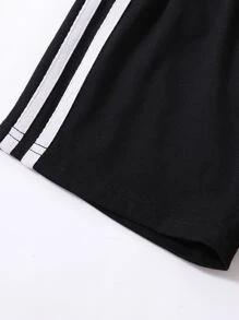 Toddler Boys Side Striped Track Shorts - Black - View 4