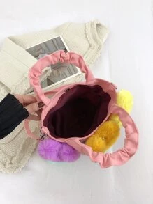 Mini Heart Decor Ruched Detail Square Bag