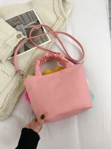 Mini Heart Decor Ruched Detail Square Bag