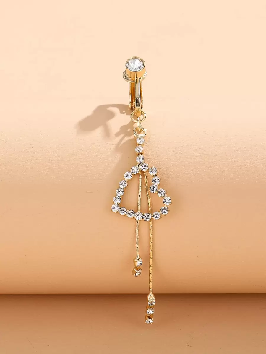 Rhinestone Heart Decor Navel Belly Cuff Unisex Fashion Punk Body Piercing Jewelry Valentines,Mom,Mother,Mother's Day,Gift