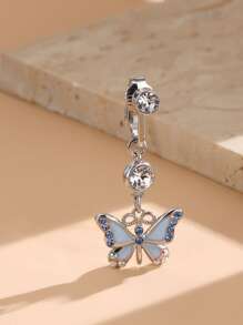 Manguito de vientre con diamante de imitación & con diseño de mariposa de ombligo cobre popular perforación Joya de cuerpo regalo para mujeres & Hombres - Multicolor - Ver 2