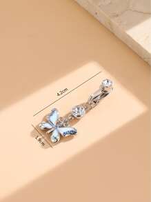 Manguito de vientre con diamante de imitación & con diseño de mariposa de ombligo cobre popular perforación Joya de cuerpo regalo para mujeres & Hombres - Multicolor - Ver 3