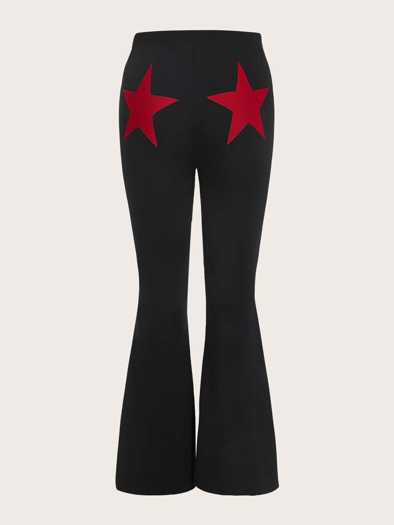 SHEIN ICON Plus Star Print Flare Leg Trousers - Black - View 1