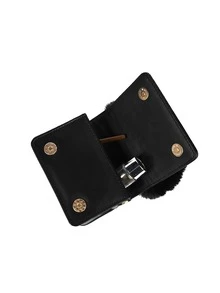 Girls Christmas Tree & Snowman Decor Chain Flap Square Bag - Black - View 5