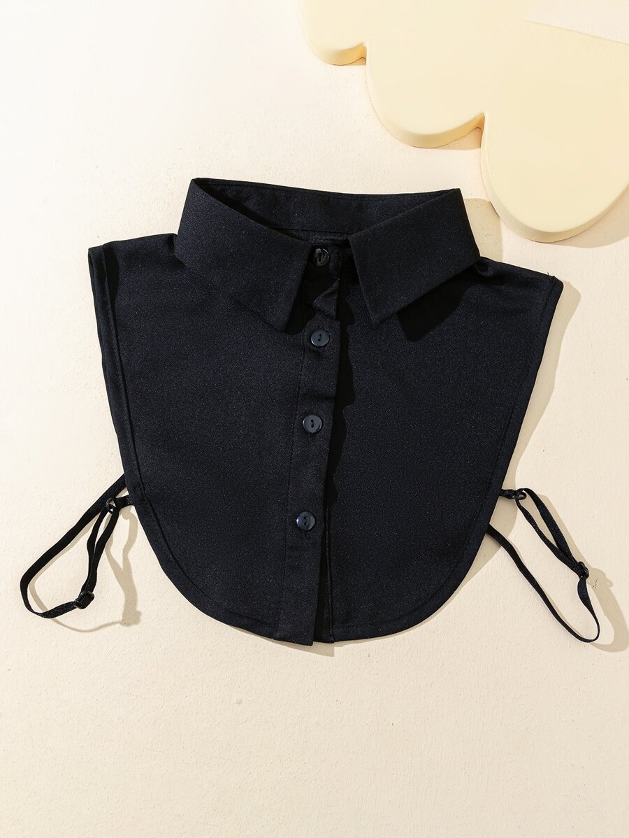 1入裝黑色雪紗尖領可拆式衣領 - 黑色 - 查看 1