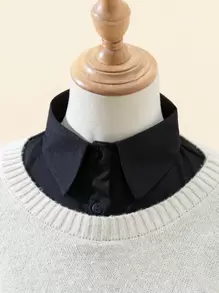 1入裝黑色雪紗尖領可拆式衣領 - 黑色 - 查看 3