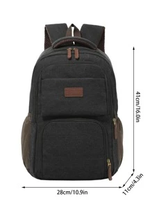 Men Letter Patch Decor Mesh Panel Casual Daypack - Black - View 4