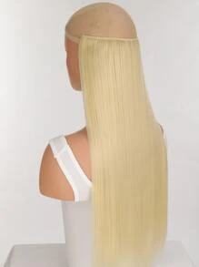 女士合成无夹直发接发一体假发鱼线假发片（浅金色）