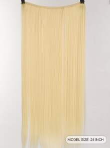 女士合成无夹直发接发一体假发鱼线假发片（浅金色）