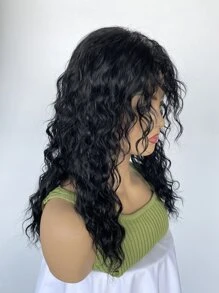 中等卷人造假髮帶劉海 - 黑色 - 查看 5