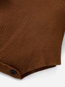 SHEIN Baby Solid Turtleneck Knit Bodysuit - Coffee Brown - View 3