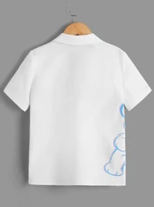 SHEIN 男孩熊和字母圖案西裝領襯衫