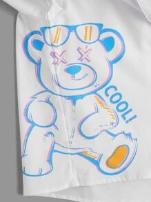 SHEIN 男孩熊和字母圖案西裝領襯衫