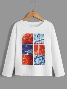 SHEIN Boys Playground Print Tee - White - View 3