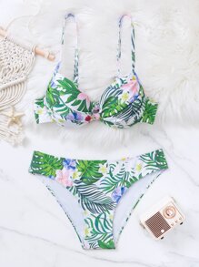 Tropical Underwire Summer Beach Bikini Set - Multicolor - View 3