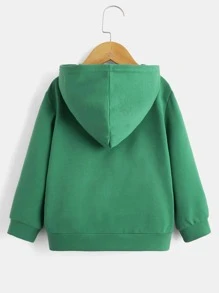 SHEIN Áo nỉ in hình chữ và hình cho bé trai - màu xanh lá - Xem 2