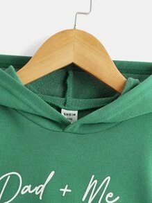 SHEIN Áo nỉ in hình chữ và hình cho bé trai - màu xanh lá - Xem 3