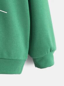 SHEIN Áo nỉ in hình chữ và hình cho bé trai - màu xanh lá - Xem 4