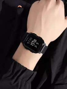 Skmei 男士方形多功能防水數字手錶 - 黑色 - 查看 3