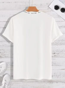 Manfinity Homme Men Letter Graphic Colourblock Tee - White - View 2