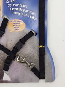 1pc Release Buckle Detail Cat Leash - Black - View 2