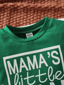 SHEIN Baby Boy Letter Graphic Tee - Dark Green - View 5