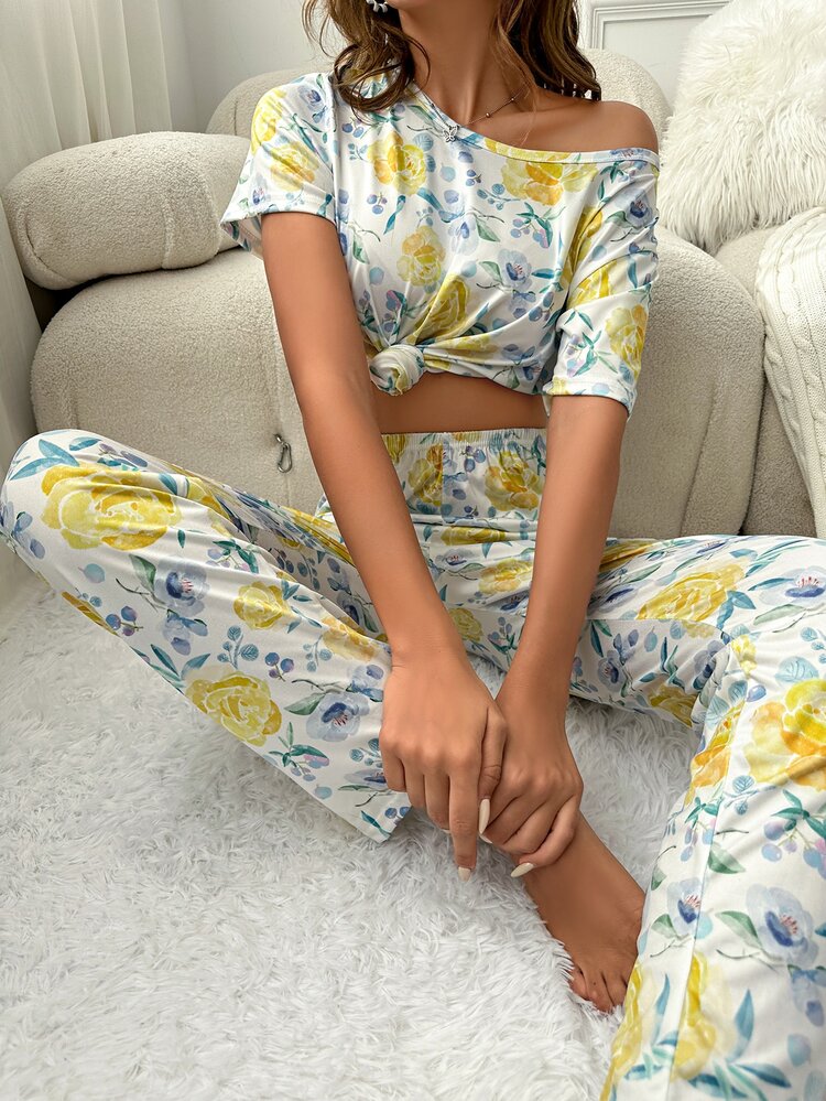 Floral Print PJ Set - Multicolor - View 6