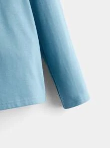 SHEIN Boys Mock Neck Patch Detail Tee - Dusty Blue - View 4