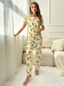 Allover Avocado Print PJ Set / Pajama Set