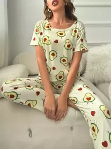 Allover Avocado Print PJ Set / Pajama Set