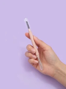 1支双头钢针睫毛梳，带眉梳、眉刷、眼影刷、螺旋刷、睫毛刷 - 藕粉色 - 查看 3