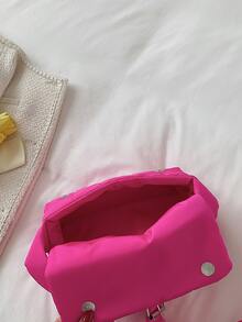 Neon Pink Quilted Flap Square Bag - Hot Pink - View 5