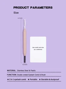 1支双头钢针睫毛梳，带眉梳、眉刷、眼影刷、螺旋刷、睫毛刷 - 藕粉色 - 查看 9