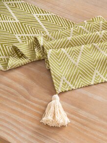 鋸齒圖案流蘇裝飾長方桌布 - 彩色 - 查看 5