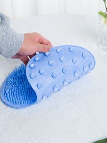 去角質淋浴按摩產品刮刀浴室防滑浴室毯後按摩刷矽膠腳水洗身體清潔洗澡工具 - 藍色 - 查看 2