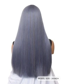 Tóc giả tổng hợp dài thẳng có tóc mái - Màu dương cầm - Xem 2